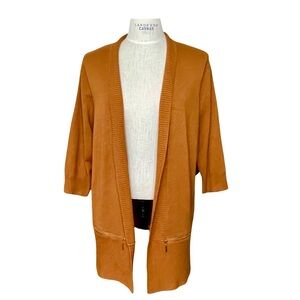 Carmen Marc Valvo Plus Sz2X Orange Open Front Cardigan Sweater Pockets